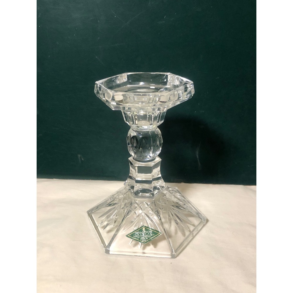 Shannon Crystal Designs of Ireland 24% Lead Crystal 7 Inch Candlestick Holder